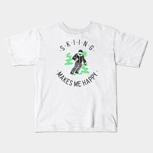 Skiing makes me happy Kids T-Shirt